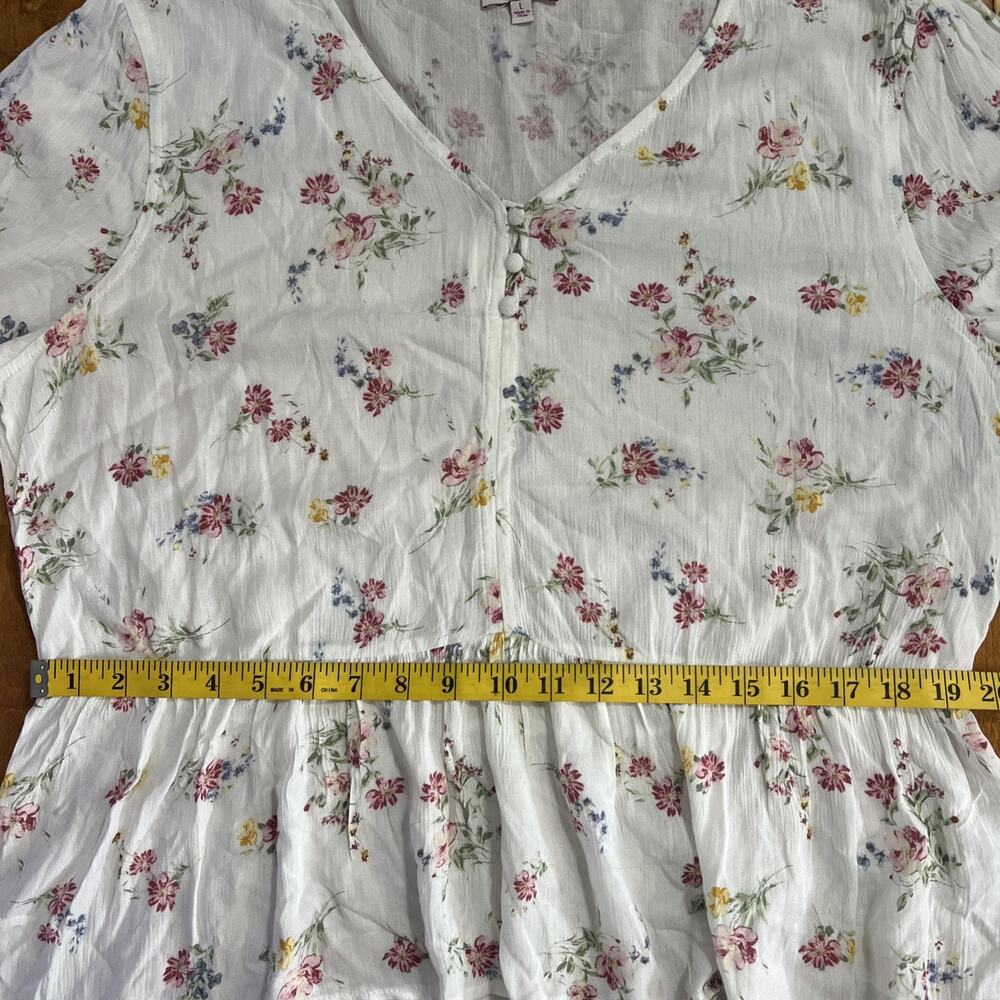 So Floral Bohemian Long Sleeve Top Size L Ivory Fairy Indie Romantic Ethereal - Picture 6 of 12